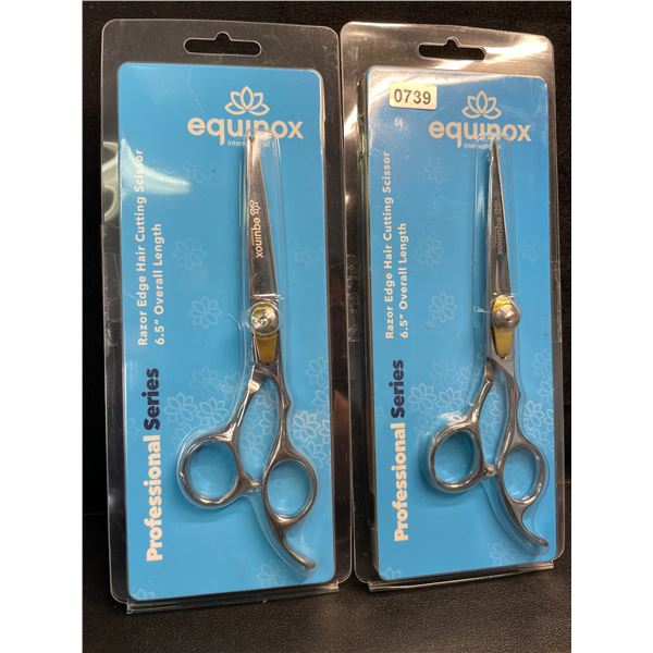 2 Pairs of Equinox Stainless Steel Razor Edge Hair Cutting Scissors - New