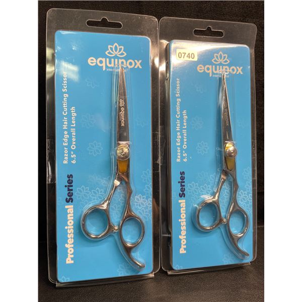 2 Pairs of Equinox Stainless Steel Razor Edge Hair Cutting Scissors - New
