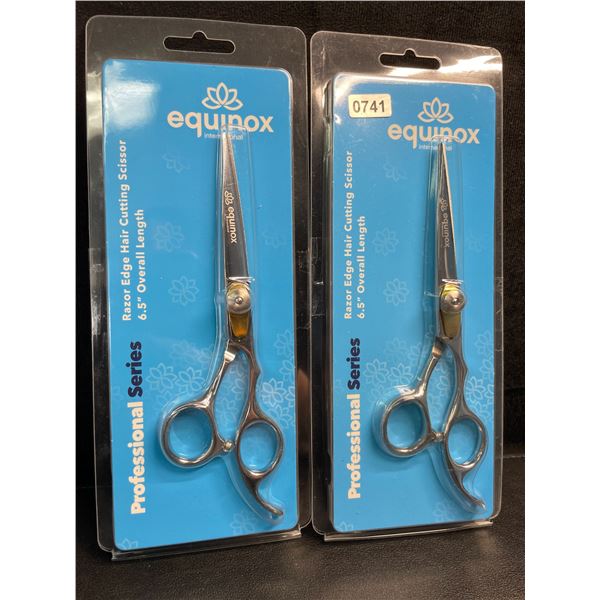 2 Pairs of Equinox Stainless Steel Razor Edge Hair Cutting Scissors - New
