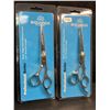 Image 1 : 2 Pairs of Equinox Stainless Steel Razor Edge Hair Cutting Scissors - New