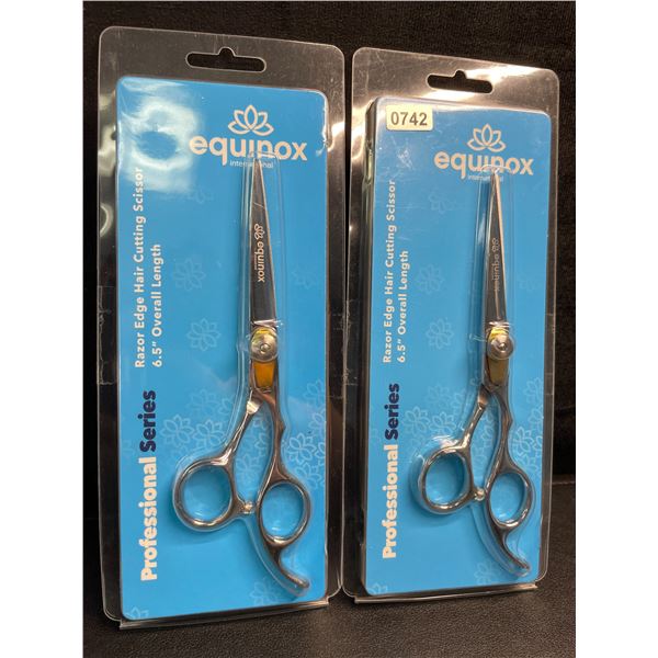 2 Pairs of Equinox Stainless Steel Razor Edge Hair Cutting Scissors - New