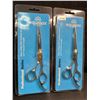 Image 1 : 2 Pairs of Equinox Stainless Steel Razor Edge Hair Cutting Scissors - New
