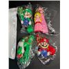 Image 1 : Set of 4 Mario Brothers Character Keychains - Peach, Mario, Luigi, & Yoshi - New
