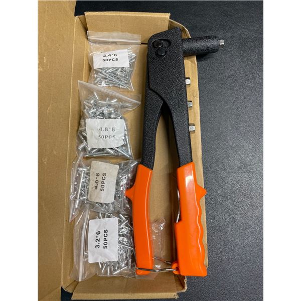 1 Rivet Gun Tool Set with Assorted Sized Rivets - Brand New