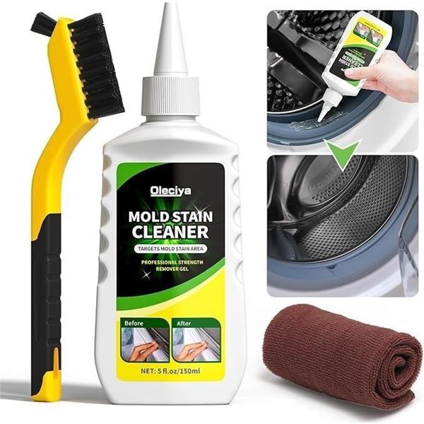 3 Oleciya Mold Stain Cleaner/Mold Remover Gel Kits - 150ml each w/ Cleaner Brush 