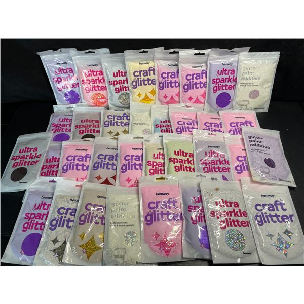 34 Packs of Hemway Premium Craft Glitters - Assorted Colours - Brand New