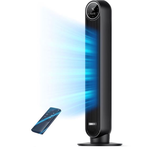 Dreo 28DB 90 Degree Oscillating Bedroom Tower Fan with Remote - New