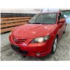 Image 3 : 2005 MAZDA 3, RED, 266026 KMS, FRONT WHEEL DRIVE. NO RESERVE. - D347204