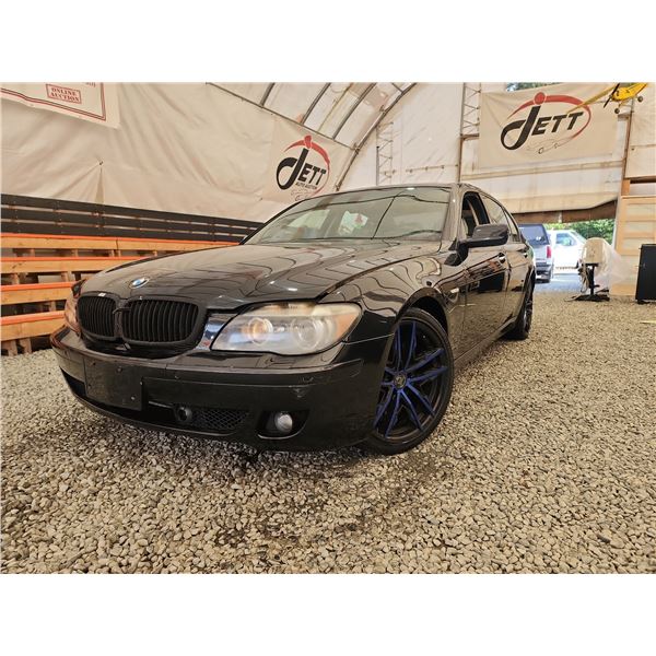 2007 BMW 750LI, BLACK, 166489 KMS, REAR WHEEL DRIVE. - BT69257