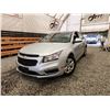 Image 1 : 2016 CHEVY CRUZE, SILVER, 160486 KMS, FRONT WHEEL DRIVE. - D188930