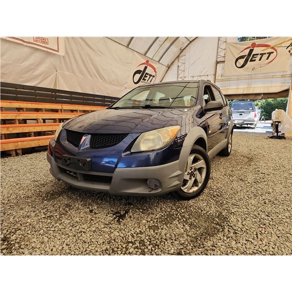 2003 PONTIAC VIBE, BLUE, 299999 KMS, FRONT WHEEL DRIVE. TMU - D448924