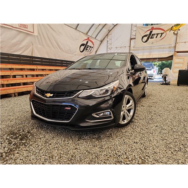 2018 CHEVY CRUZE, BLACK, 163370 KMS, FRONT WHEEL DRIVE. - D630352