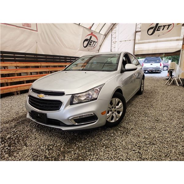 2016 CHEVY CRUZE, SILVER, 160486 KMS, FRONT WHEEL DRIVE. - D188930