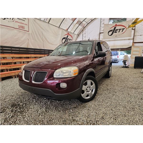 2008 PONTIAC MONTANNA, RED, 220642 KMS, FRONT WHEEL DRIVE. - D150876