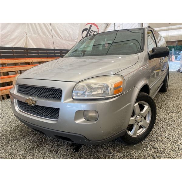 2008 CHEVY UPLANDER, SILVER, 186760 MILES, NO RESERVE - B129302