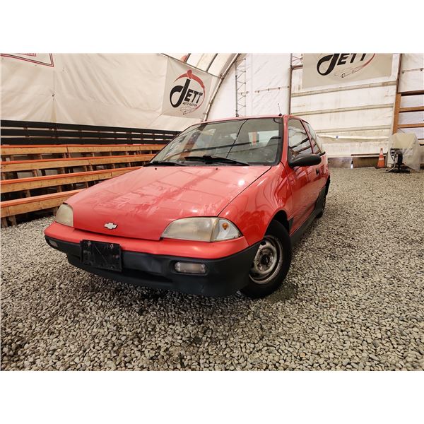 1991 GEO SPRINT, RED, 313535 KMS, FRONT WHEEL DRIVE. NO RESERVE. - D760430