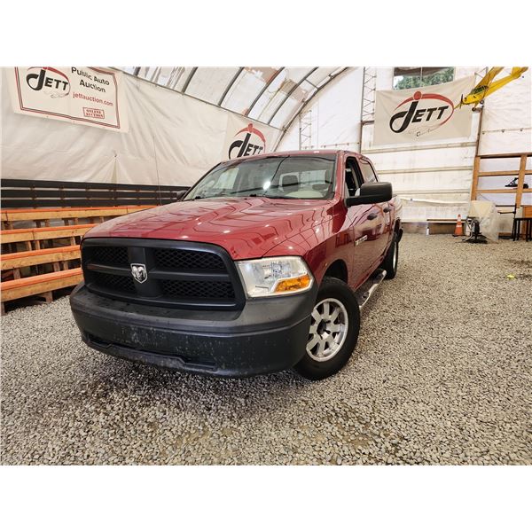 2012 DODGE RAM 1500, RED, 294987 KMS, REAR WHEEL DRIVE. - D262743