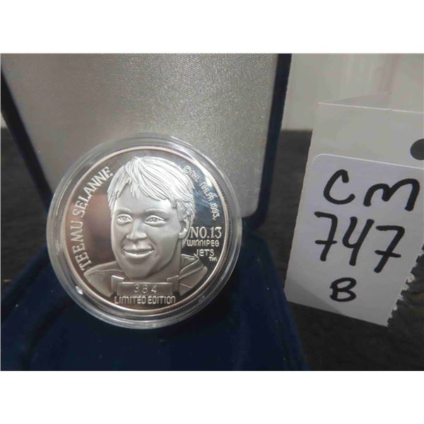 0.999 Silver 1oz Teemu Selanne Winnipeg Jets Coin 