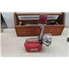 Image 9 : Carpenters Tool Box with Big Beam Flashlight, Tire Pump,