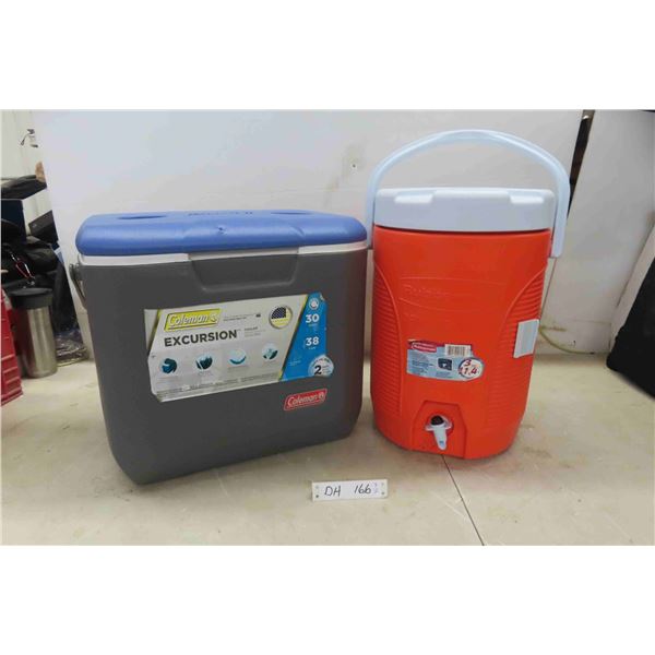 Rubbermaid 3 Gallon Water Jug + Coleman 30 Quart Cooler 