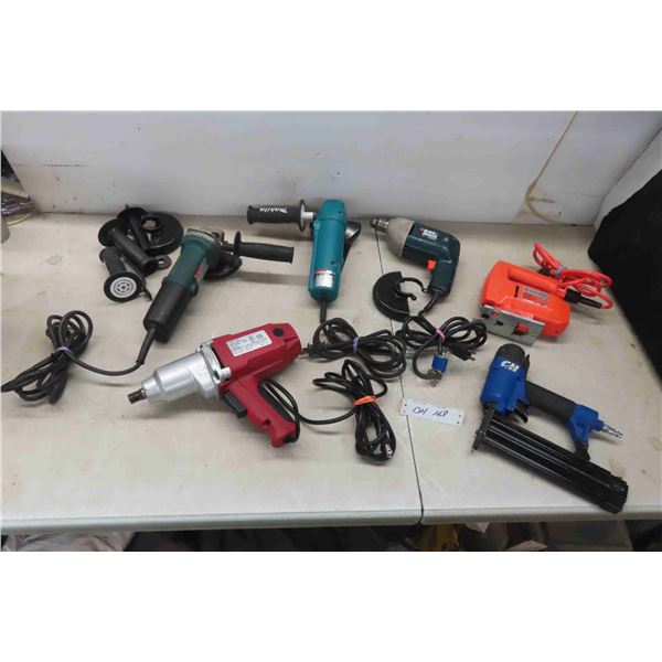 Power Tools; 2 Makita Angle Grinders, Impact Wrench,