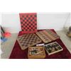 Image 1 : 3 Wood Game Boards, Checker Pieces, Marbles + 