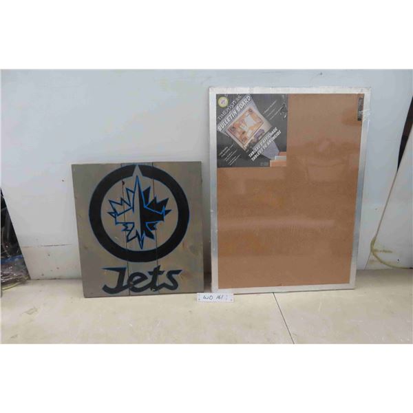 Jets Picture on Wood 18x14 + New Bulletin Board