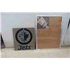 Image 1 : Jets Picture on Wood 18x14 + New Bulletin Board