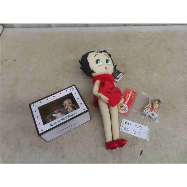 Betty Boop Lot: New Plush with Tag, Salt/Pepper Shakers