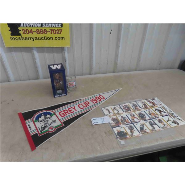 Winnipeg Blue Bombers Lot: Mug, Uncut Sheet of Cards,