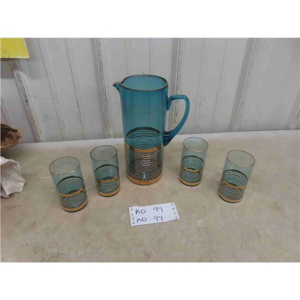 Vintage Mid Century 1960s Bohemia Glass Turquoise