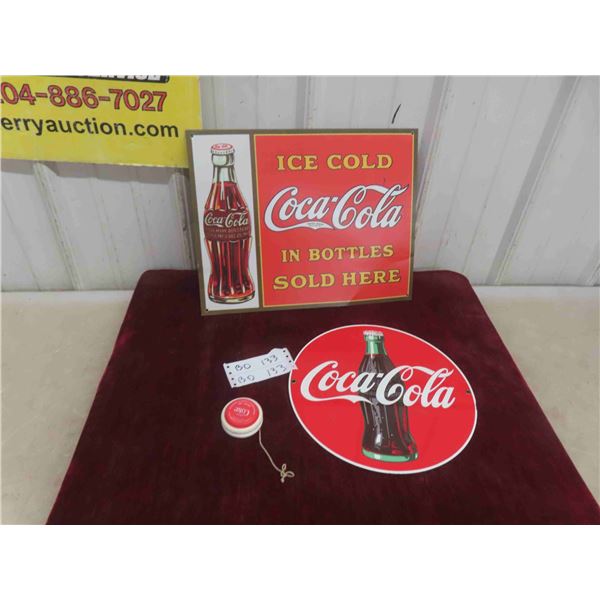 Coca-Cola 11'' Diam. Enamel Sign, Rectangular