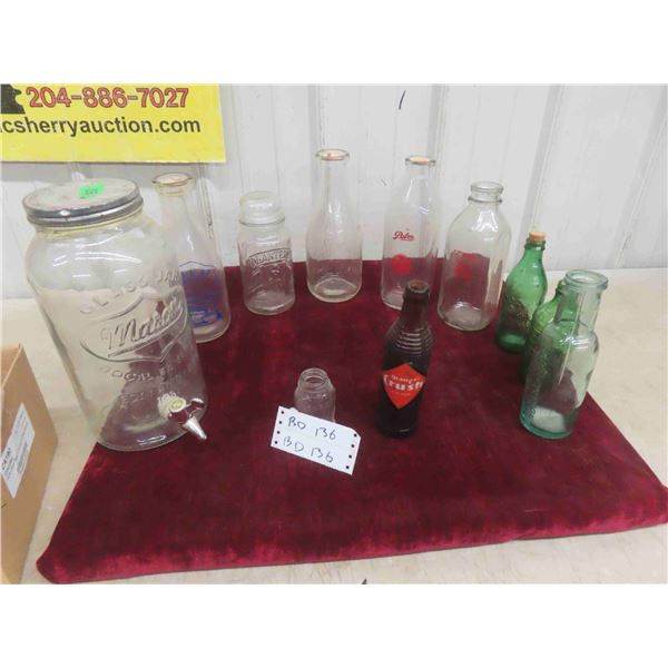 Lot of Vintage Pop, Milk & General Store Bottles 