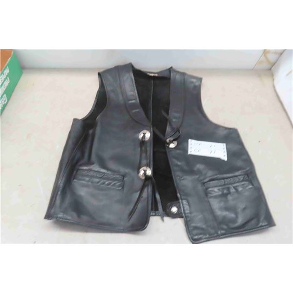 Leather Vest , Clasp Missing. No Size Listed. 