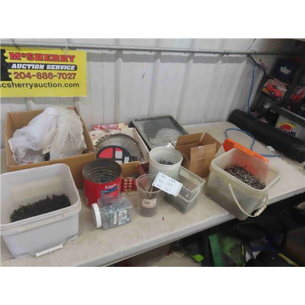 Screws, Nails, Circular Saw Blade, Painting Supply.