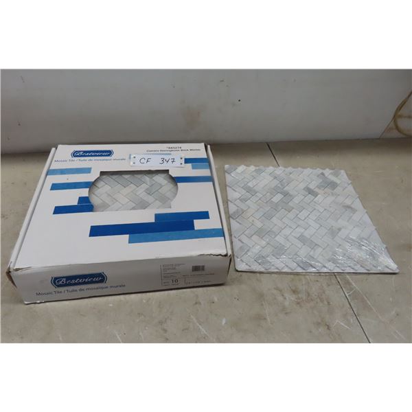 Bestview Carrara Herringbone Brick Marble Mosaic Tile 10 Pieces New or Store Return 