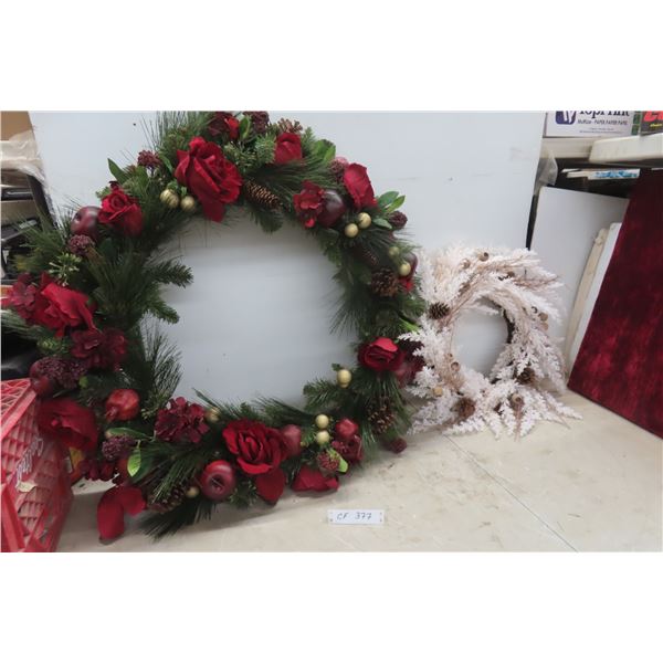 2 Christmas Wreaths 32"x19" Diameter 