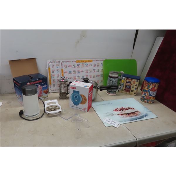 Apple Peeler, Mini Waffle Maker, Cutting Board, Lagostina Pot, 