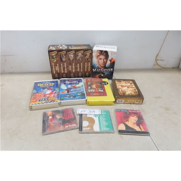 VHS: Bonanza, MacGyver, Walt Disney + CDs 