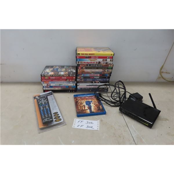 24 DVDs, Blue Ray, Universal Remote 