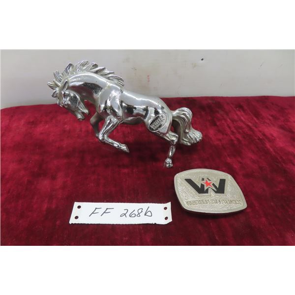 White Truck Hood Ornament + Western Star Trucks Belt Buckle 