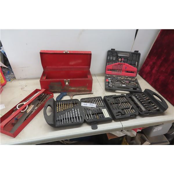 Metal Tool Box, Drill Bits, Screwdriver Bits + Tool Box Clasp Broken 