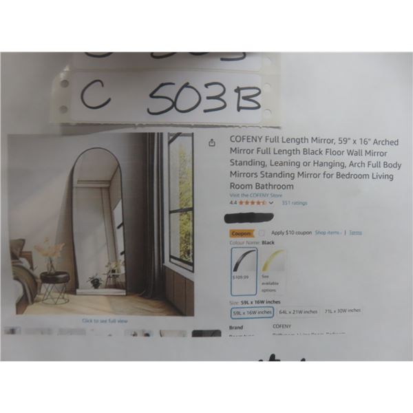 Cofeny Full Length Mirror 59''x16'' Arched Mirror