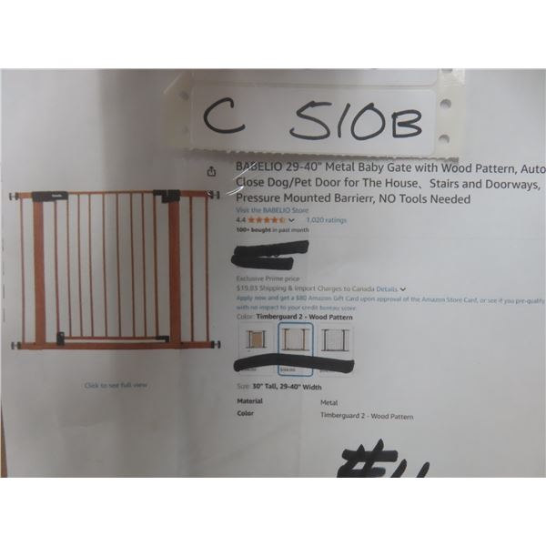Babelio 29-40'' Metal Baby Gate with Wood Pattern,