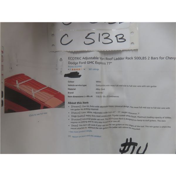 Ecotric Adjustable Van Roof Ladder Rack 