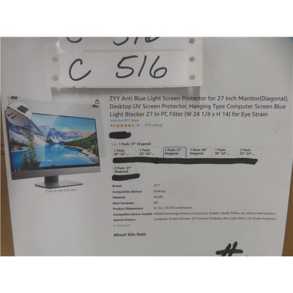 ZYY Anti Blue Light Screen Protector for 27 Inch