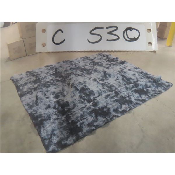 8''x9'' Area Rug Dark Blue and Light Grey 
