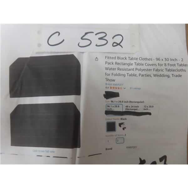 4x Fitted Black Table Clothes - 96x30 Inch- 