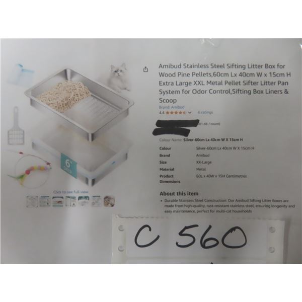 Amibud Stainless Steel Sifiting Litter Box for Wood 