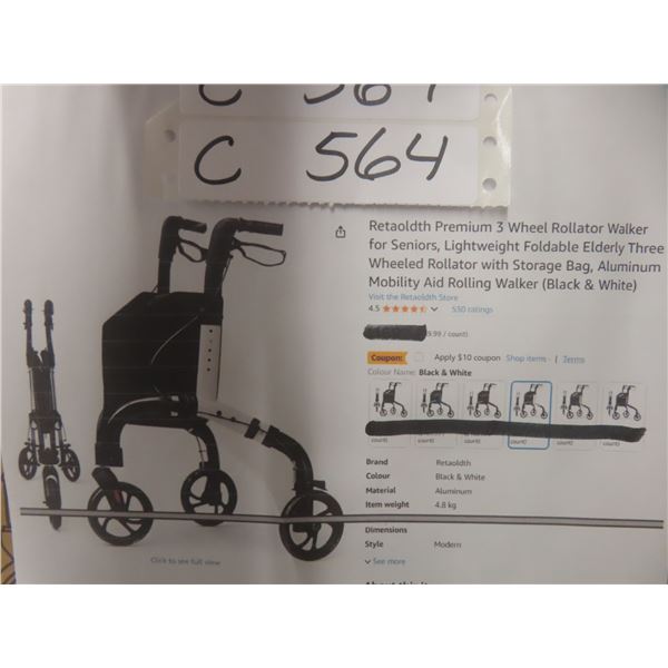Retaoldth Premium 3 Wheel Rollator Walker for Seniors,
